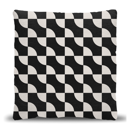 Checkered Op-Art Woven Pillow