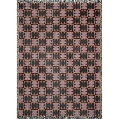 Rust and Mauve Geometric Woven Throw Blanket