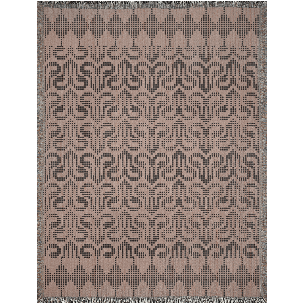 Batik Elegance: Beige and Black Woven Blanket