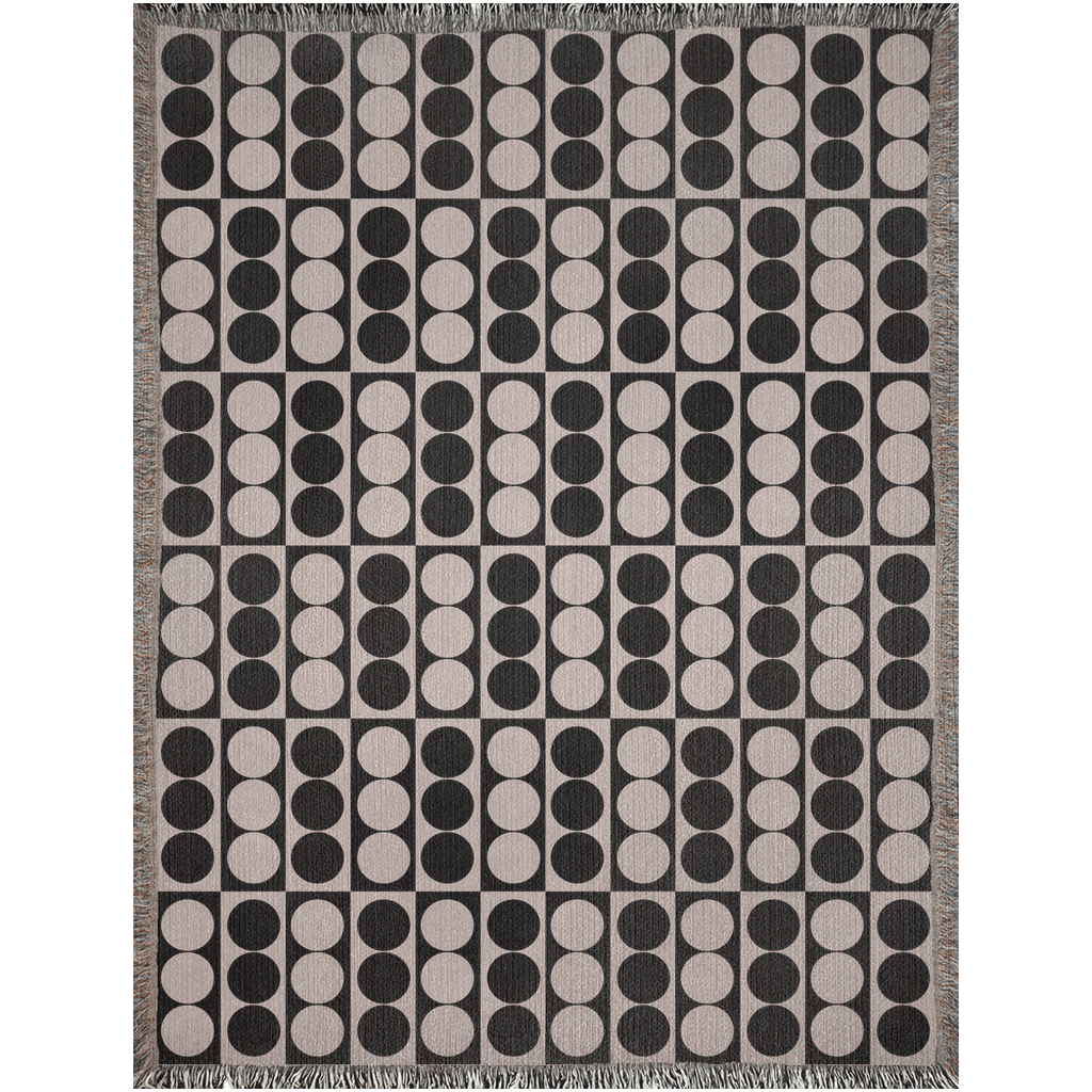 Monochrome Retro Grid Woven Throw Blanket