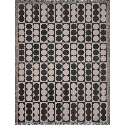 Monochrome Retro Grid Woven Throw Blanket