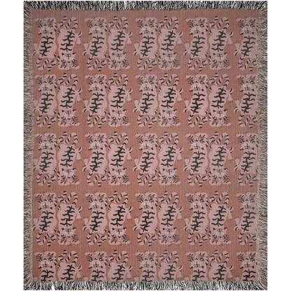 Pink Groovy Tiger Pattern Woven Cotton Throw Blankets - Taylor Bassam