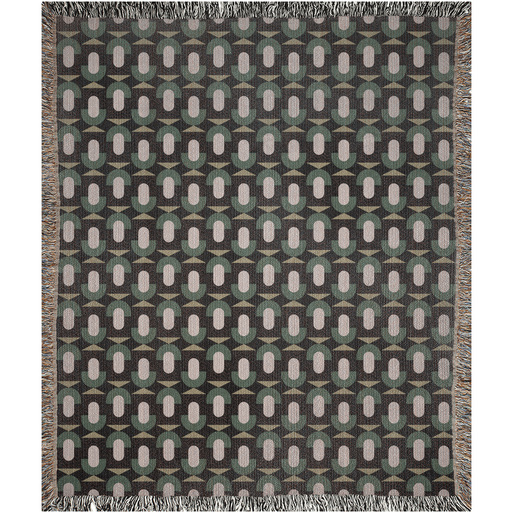 Green Mid-Century Geometric Woven Throw