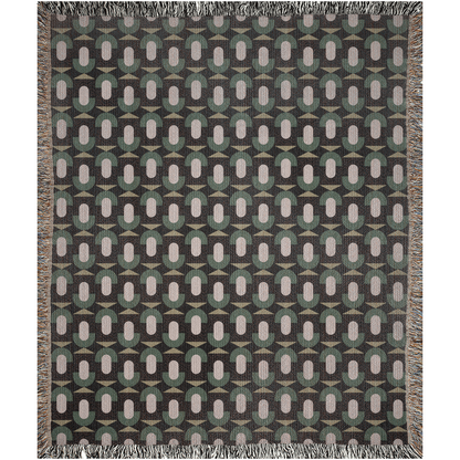 Green Mid-Century Geometric Woven Throw