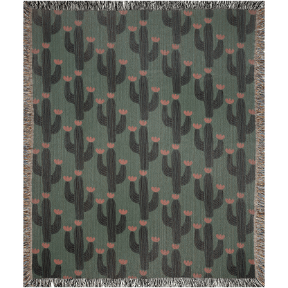 Desert Bloom Cactus Throw Blanket