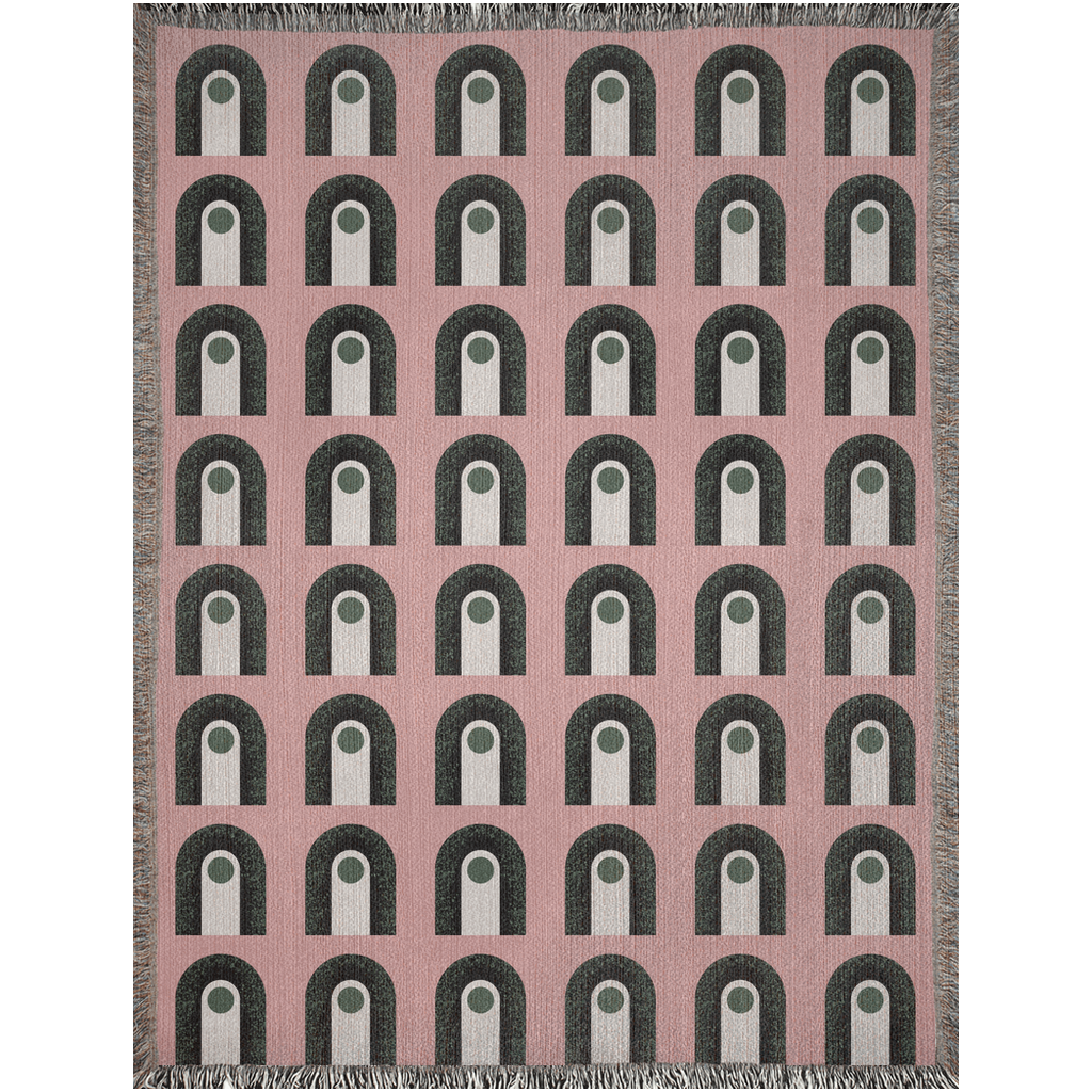 Pink and Black Brutalist Arches Woven Blanket