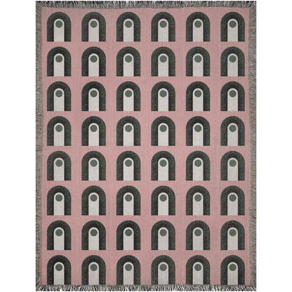 Pink and Black Brutalist Arches Woven Blanket