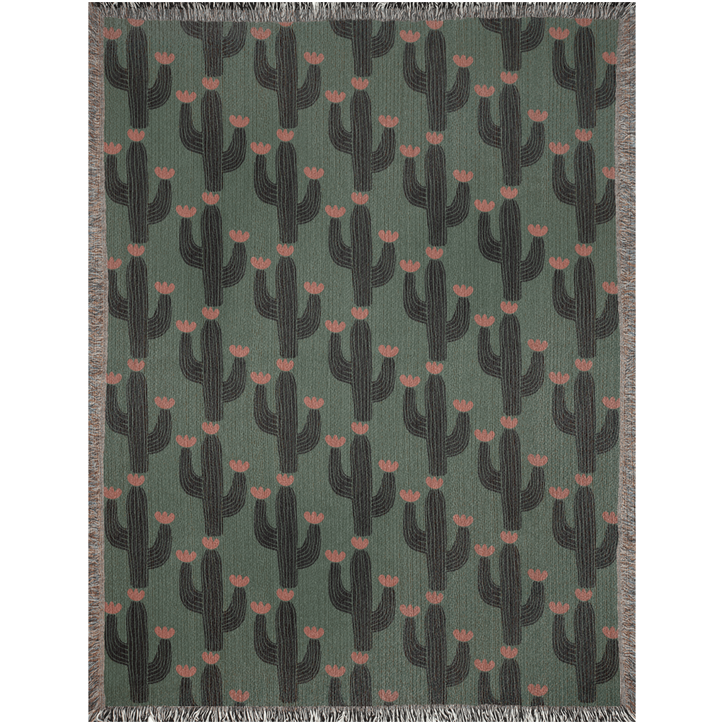 Desert Bloom Cactus Throw Blanket