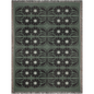 Olive Green and Black Boho Floral Woven Cotton Blanket