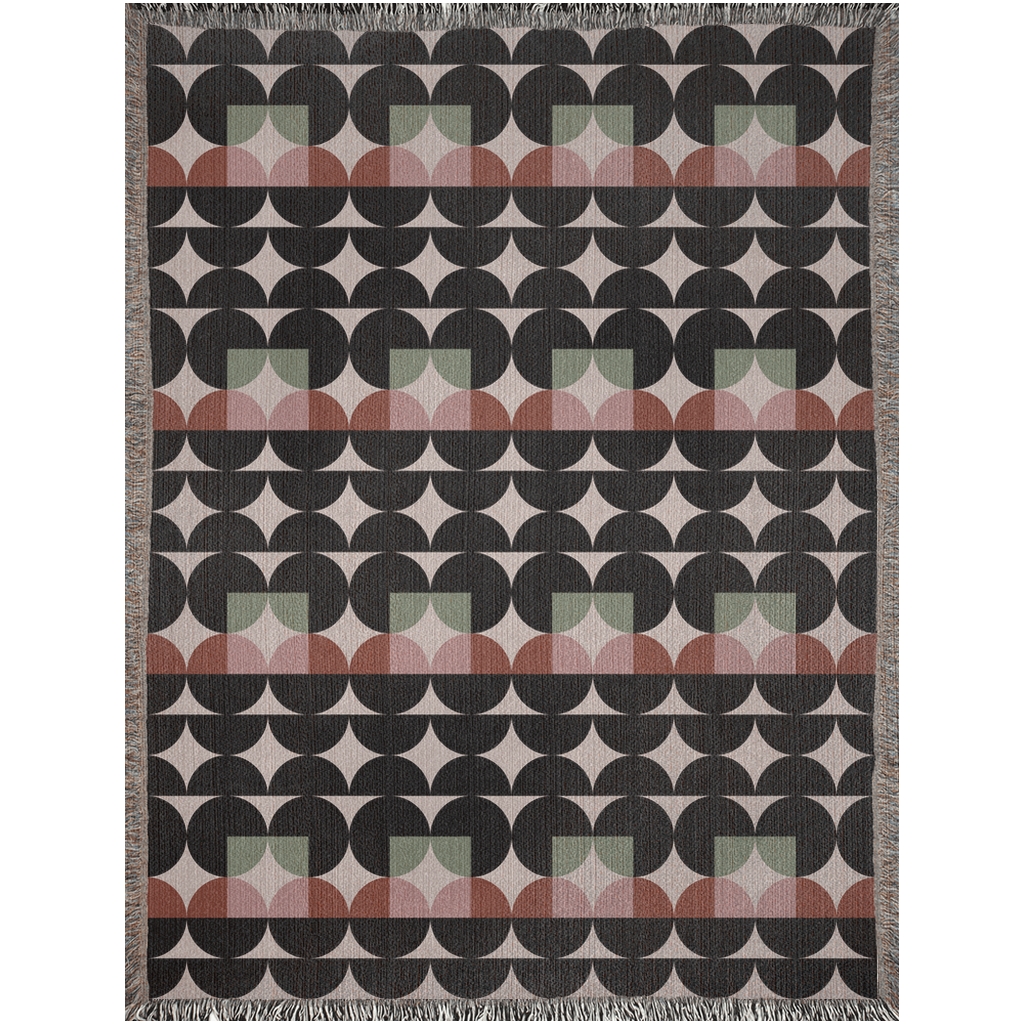 Modern Circles and Squares Geometric Cotton Blanket