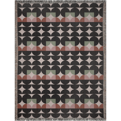 Modern Circles and Squares Geometric Cotton Blanket