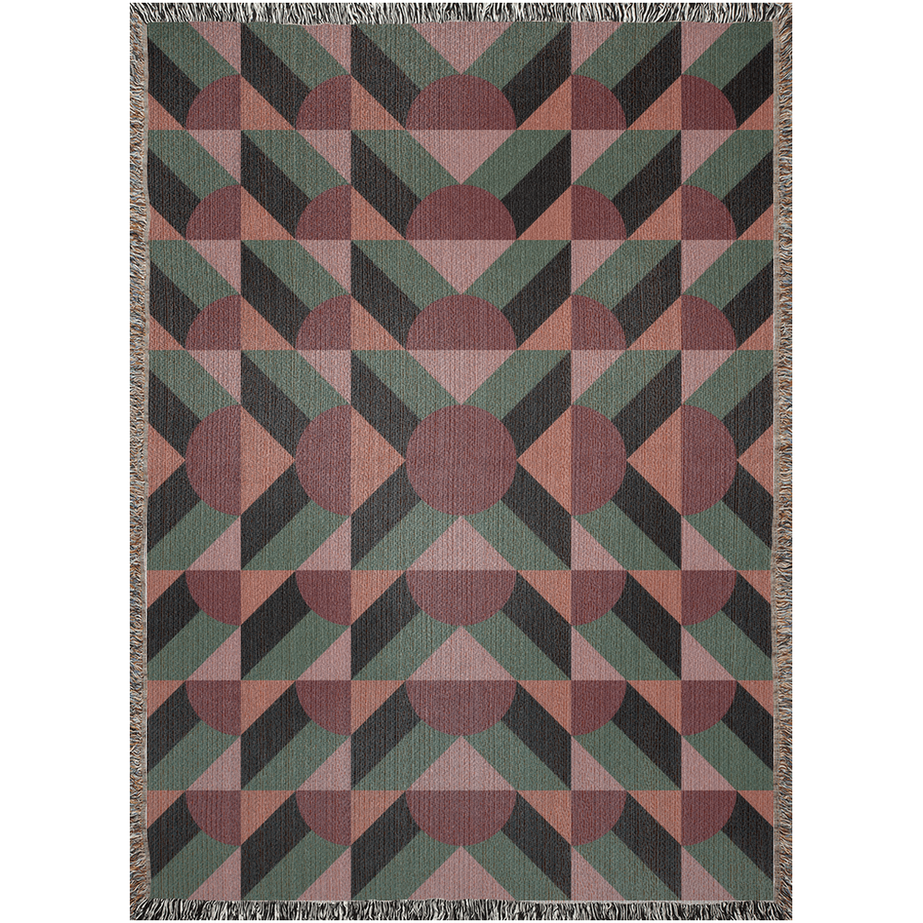 1970s Geometric Harmony Woven Throw Blanket