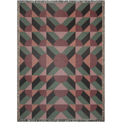 1970s Geometric Harmony Woven Throw Blanket