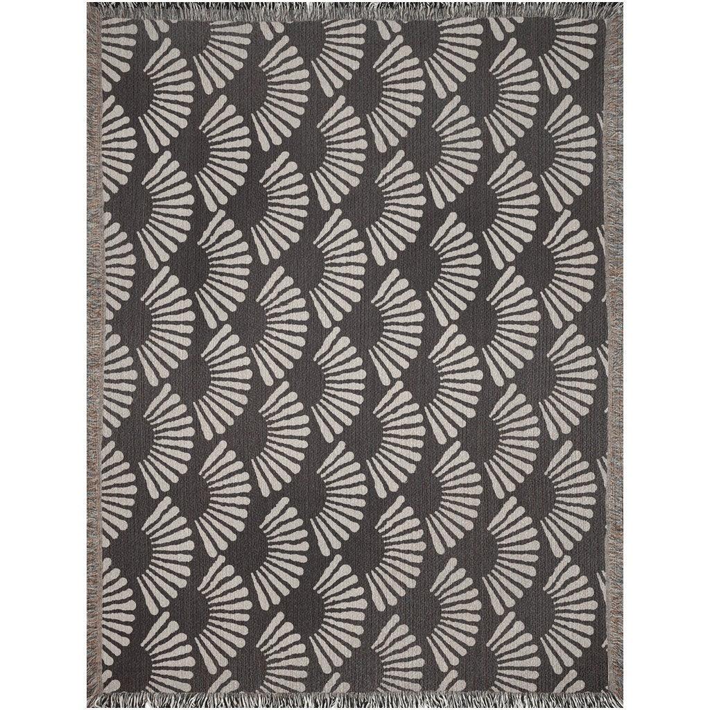 Black And Beige Fan Pattern Woven Blankets