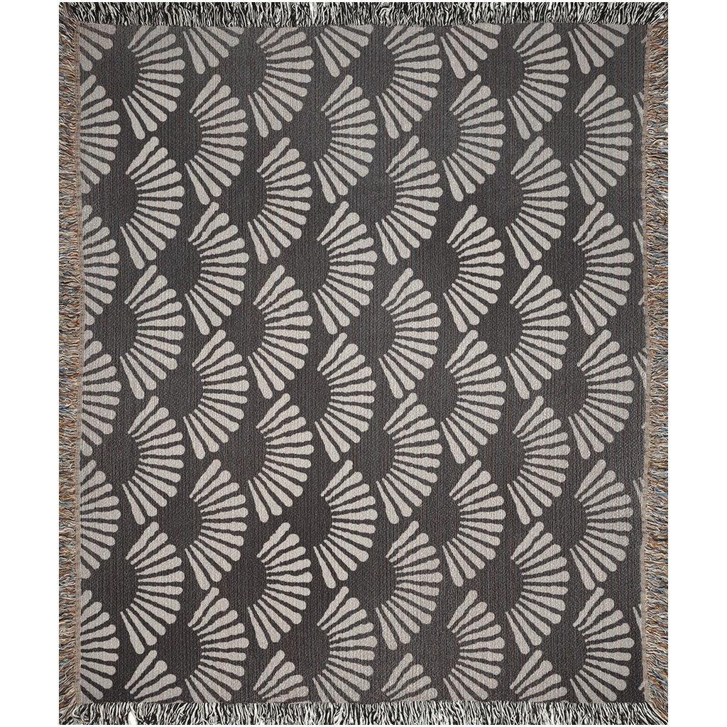 Black And Beige Fan Pattern Woven Blankets