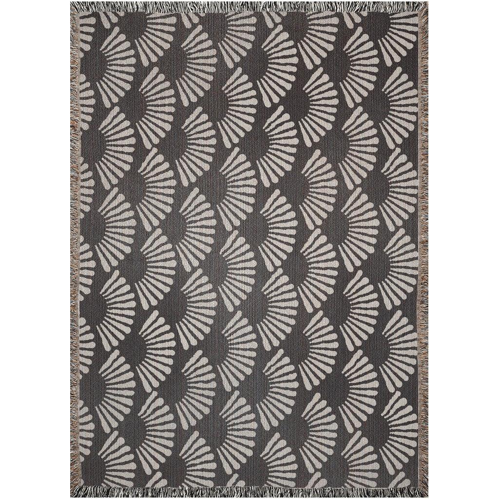 Black And Beige Fan Pattern Woven Blankets