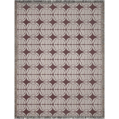 Maroon And Beige Matisse Flower Woven Cotton Blankets