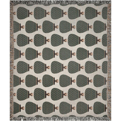 Art Deco Pineapple Fruit Print Woven Cotton Blankets