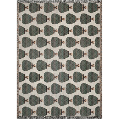 Art Deco Pineapple Fruit Print Woven Cotton Blankets