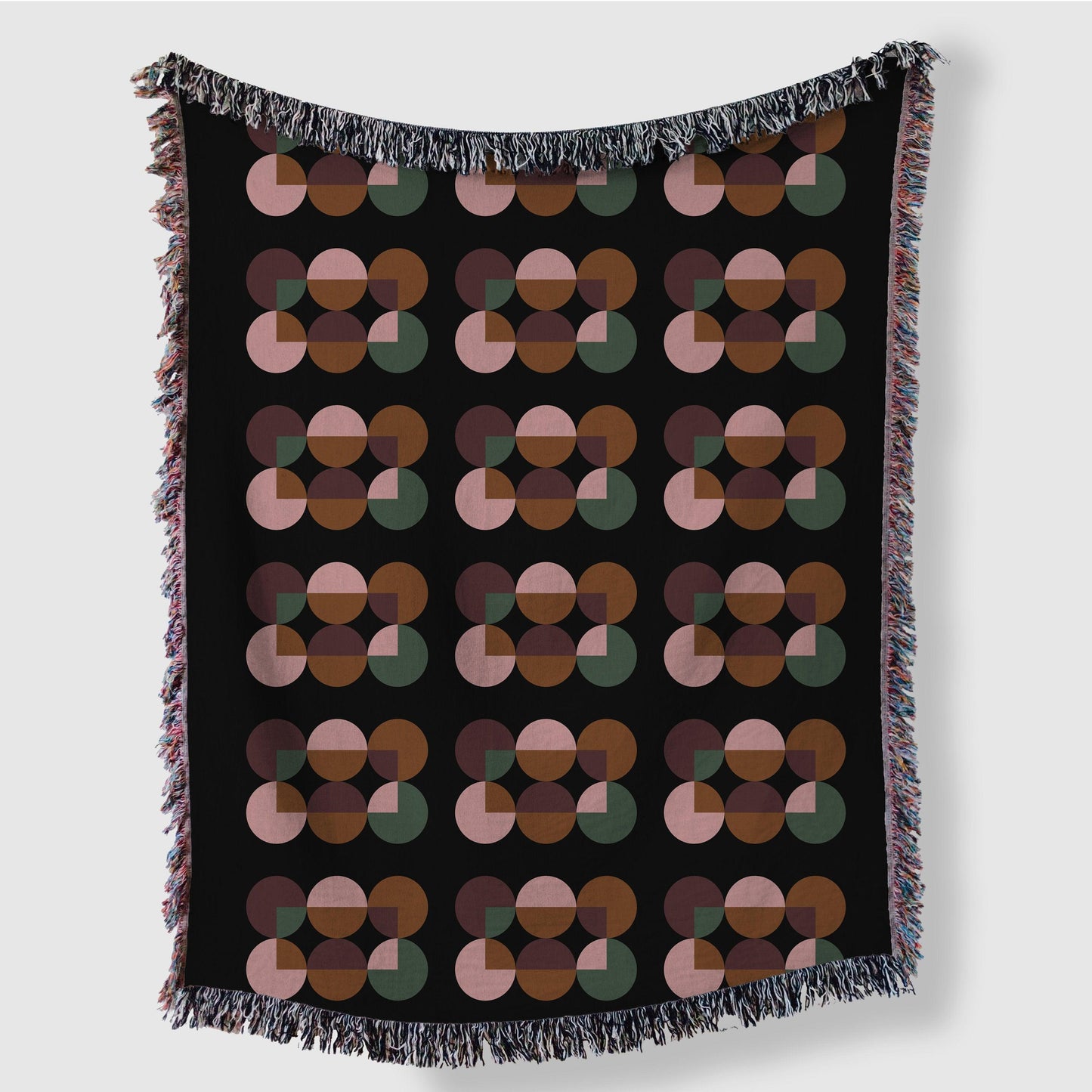 Geometric Circles Bauhaus Modern Woven Cotton Blankets