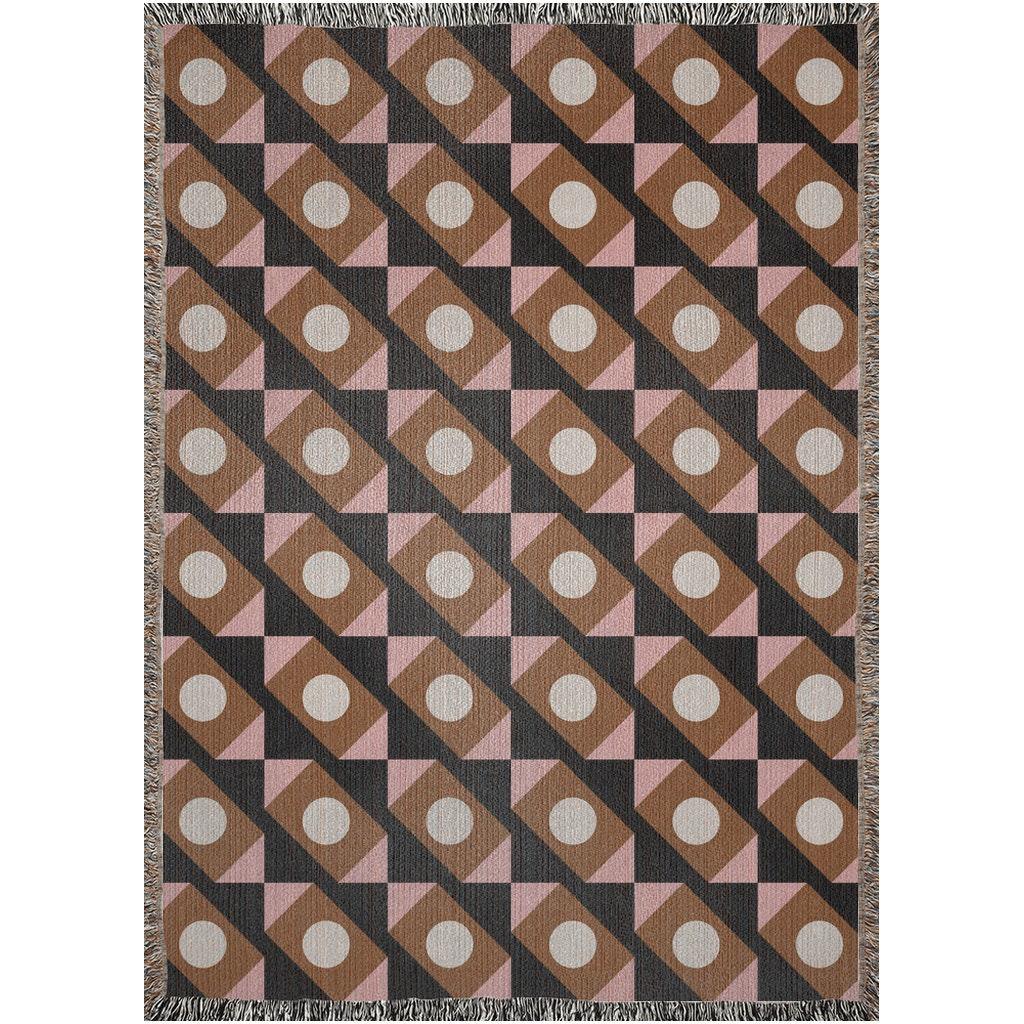 Bauhaus Brown And Pink Woven Cotton Blankets