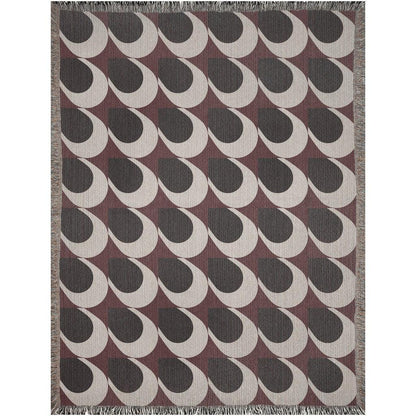 Maroon Black Beige Bauhaus Pattern Woven Cotton Throw Blankets