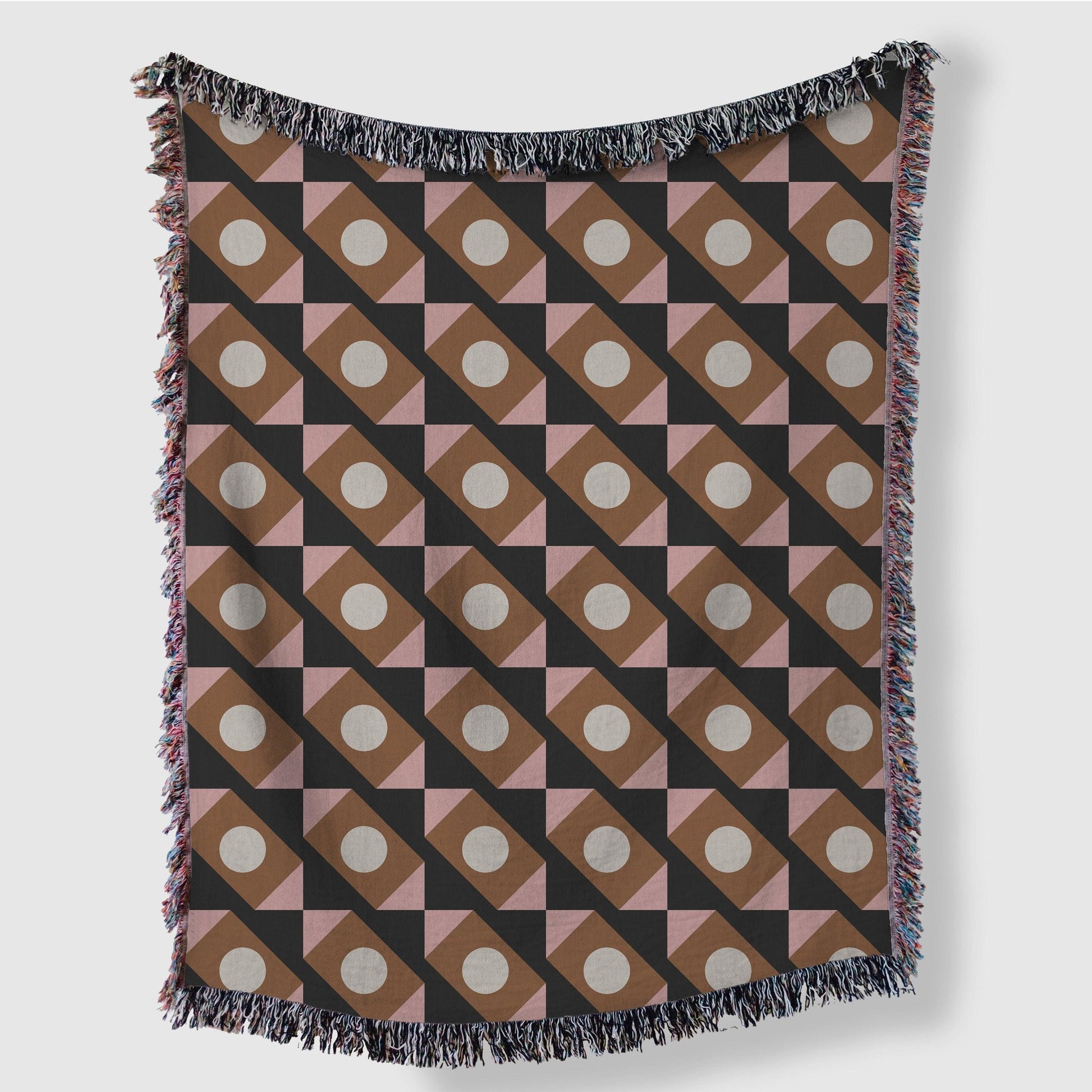 Bauhaus Brown And Pink Woven Cotton Blankets