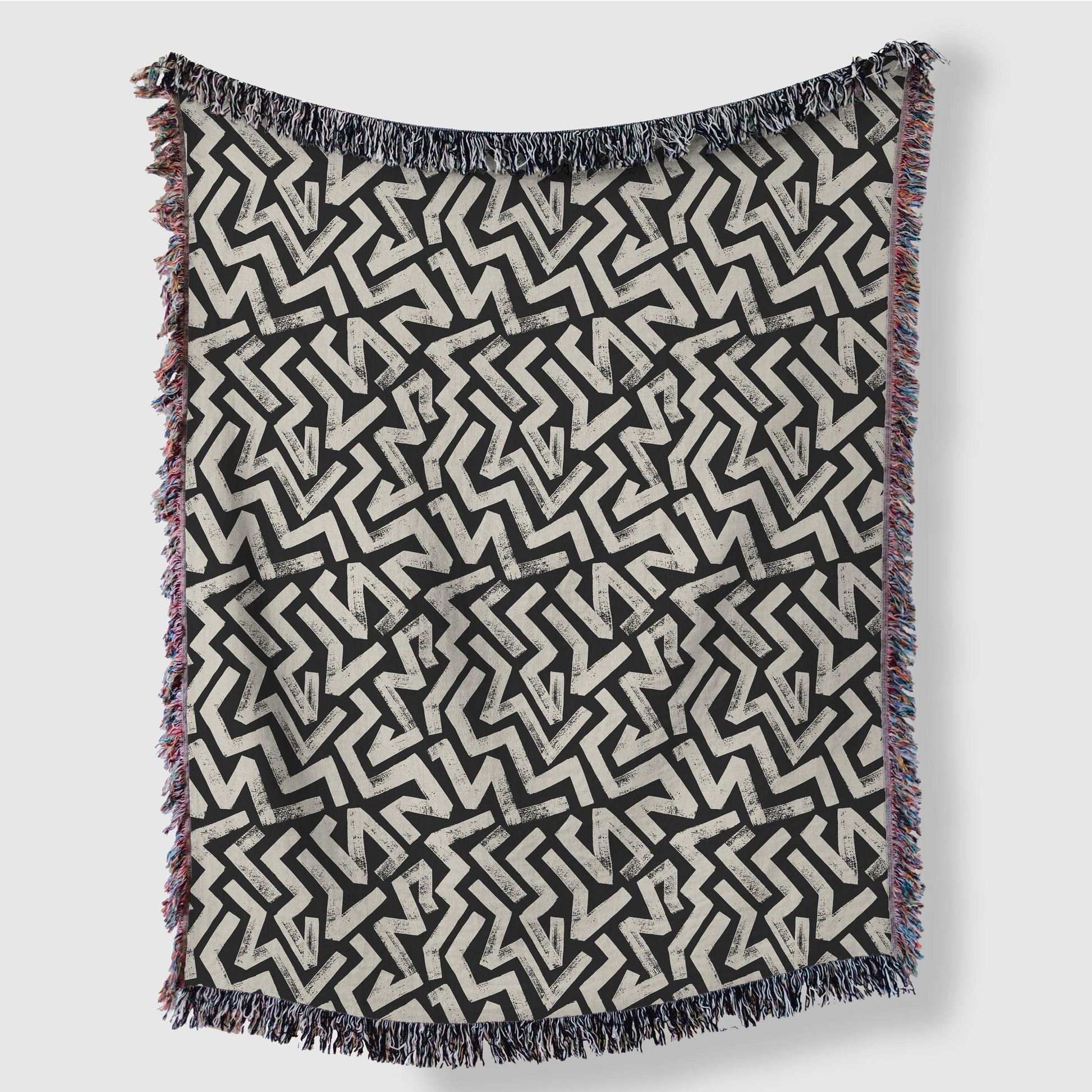 Modern Black And White Woven Blankets