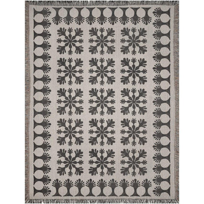 Black And White Boho Snowflake Quilt Pattern Woven Blankets