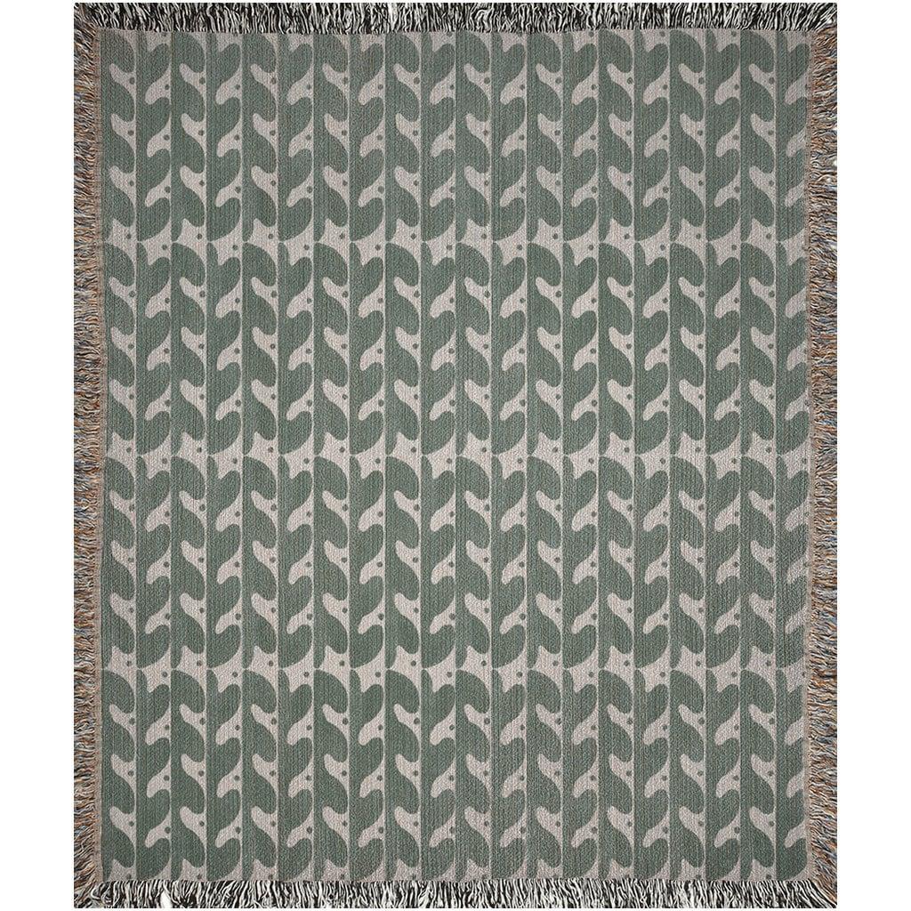 Bohemian Beige And Green Waves Woven Cotton Throw Blankets