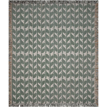Bohemian Beige And Green Waves Woven Cotton Throw Blankets