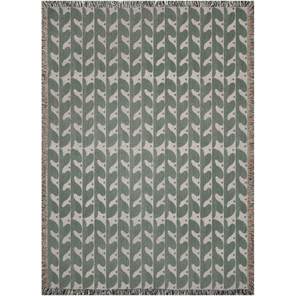Bohemian Beige And Green Waves Woven Cotton Throw Blankets