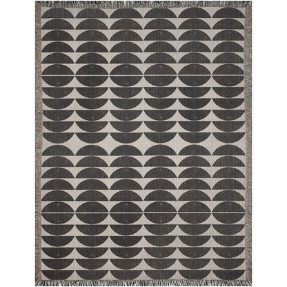 Geometric Modern Black And White Circles Bauhaus Woven Cotton Throw Blankets