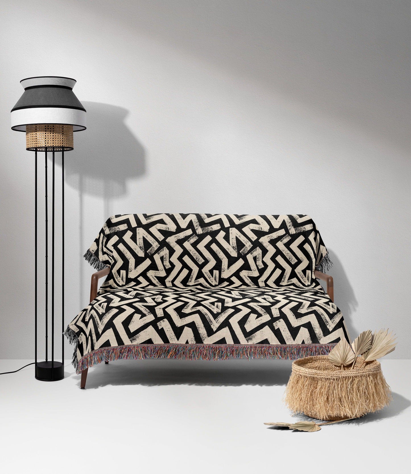 Modern Black And White Woven Blankets