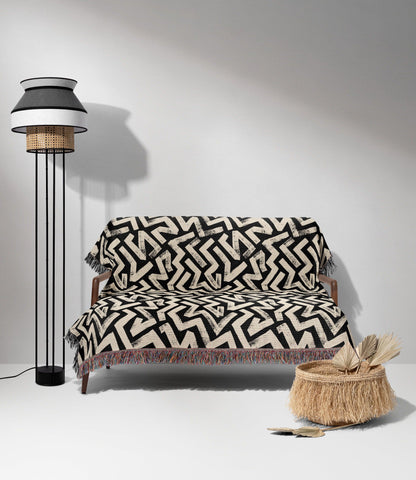 Modern Black And White Woven Blankets