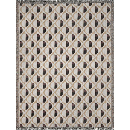 1970s Beige Black Maroon Geometric Pattern Woven Blankets