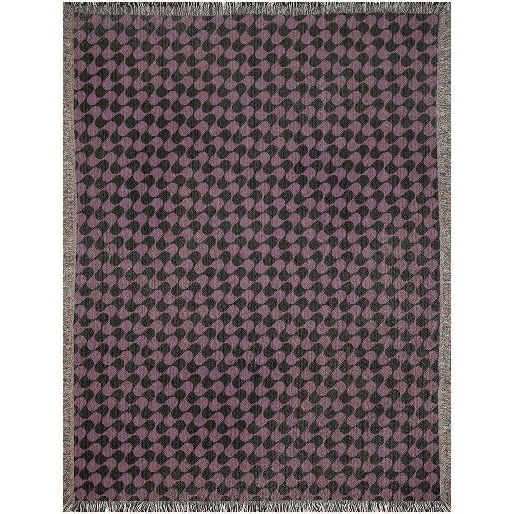 Purple And Black Wavy Groovy Hippie Woven Cotton Throw Blankets