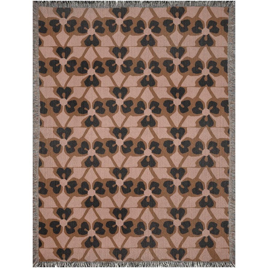 Abstract Pink Brown Black Geometric 1970s Woven Cotton Blankets
