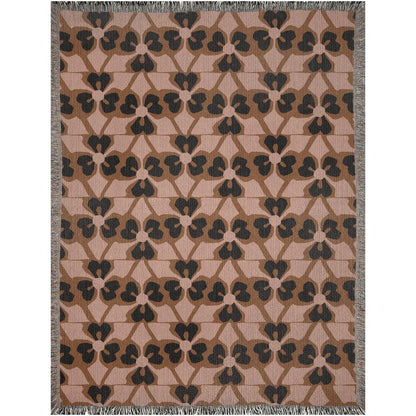 Abstract Pink Brown Black Geometric 1970s Woven Cotton Blankets