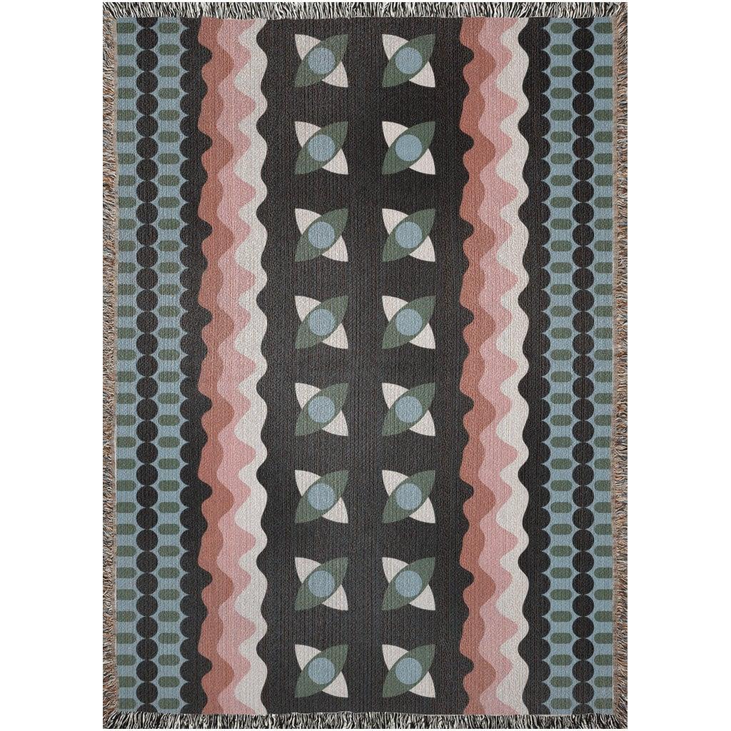 Cool Tones Wavy Geometric Striped Woven Cotton Throw Blankets