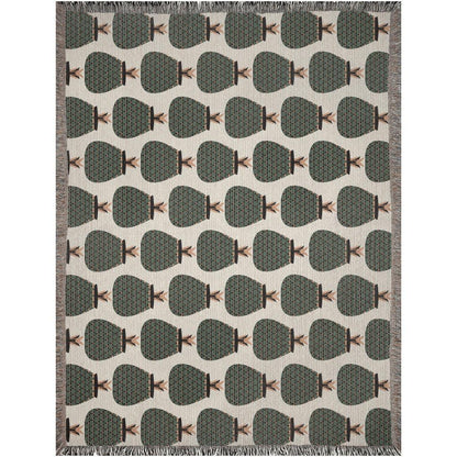 Art Deco Pineapple Fruit Print Woven Cotton Blankets