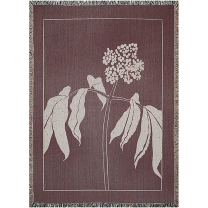 Beige And Maroon Framed Hand Drawn Flower Woven Cotton Blankets