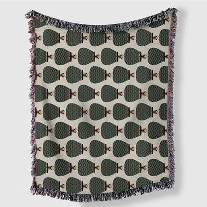 Art Deco Pineapple Fruit Print Woven Cotton Blankets