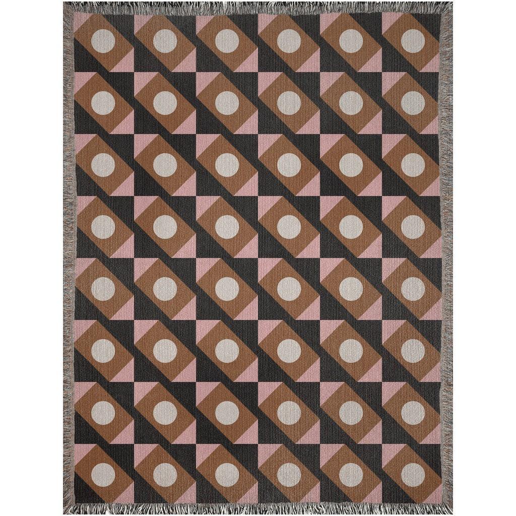 Bauhaus Brown And Pink Woven Cotton Blankets