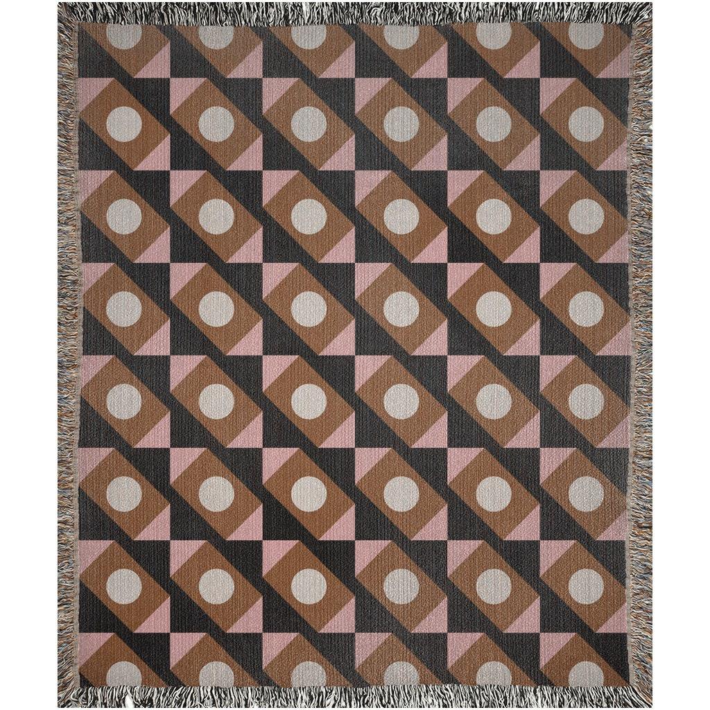 Bauhaus Brown And Pink Woven Cotton Blankets