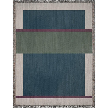Green Blue Purple Minimalist Geometric Woven Cotton Throw Blankets