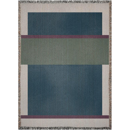 Green Blue Purple Minimalist Geometric Woven Cotton Throw Blankets