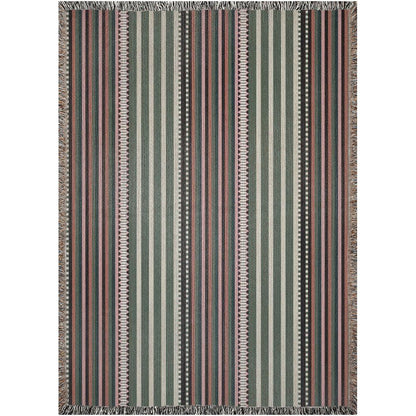Cool Earth Tones Boho Geometric Stripes Woven Cotton Throw Blankets