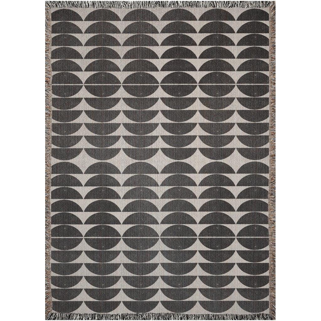 Geometric Modern Black And White Circles Bauhaus Woven Cotton Throw Blankets