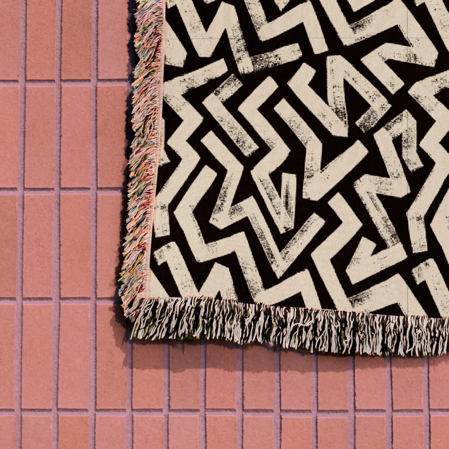 Modern Black And White Woven Blankets
